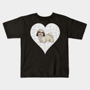 Shih Tzu Heart Jigsaw Pieces Design - Gift for Shih Tzu Lovers Kids T-Shirt